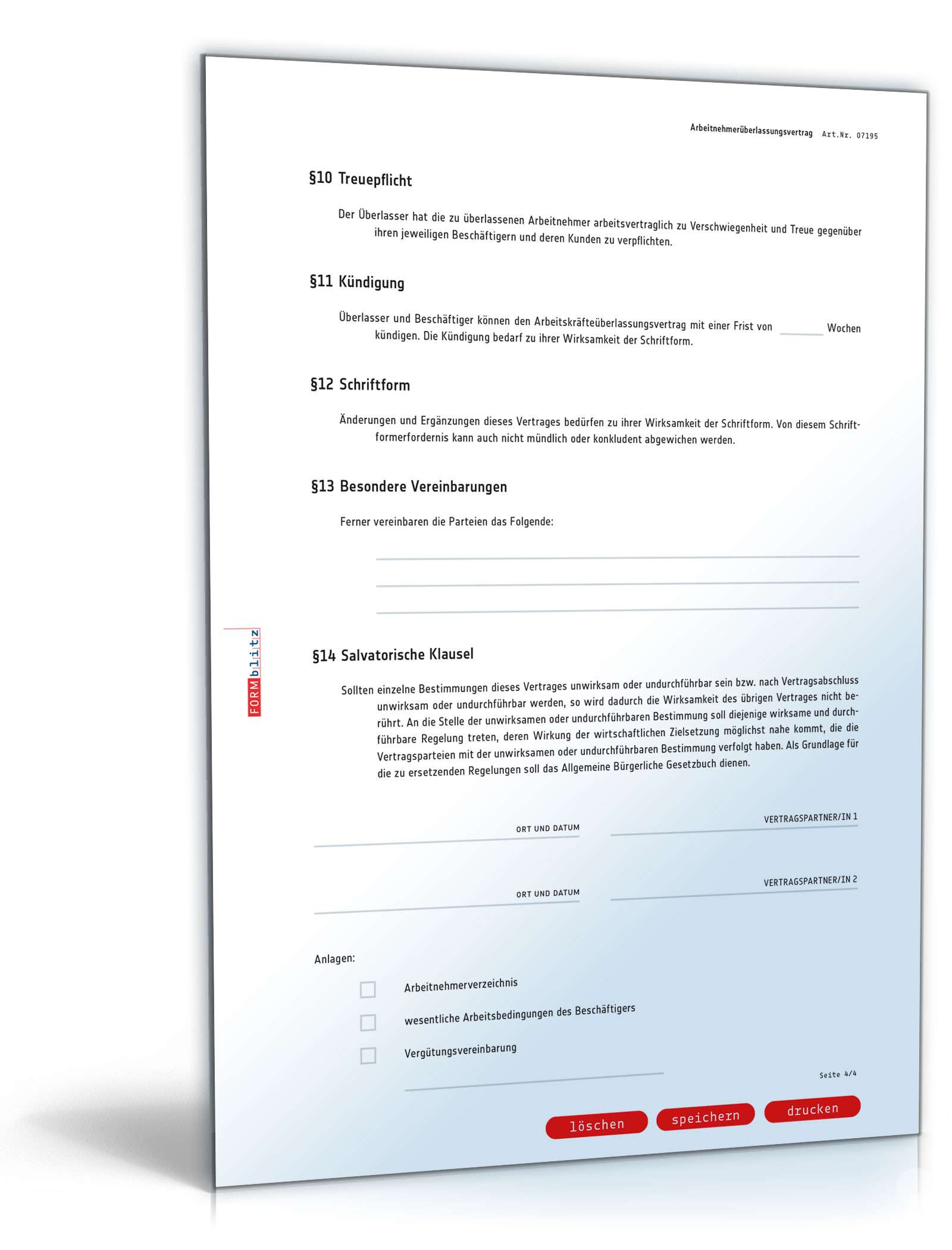 Arbeitnehmerüberlassungsvertrag - Muster-Vorlage zum Download