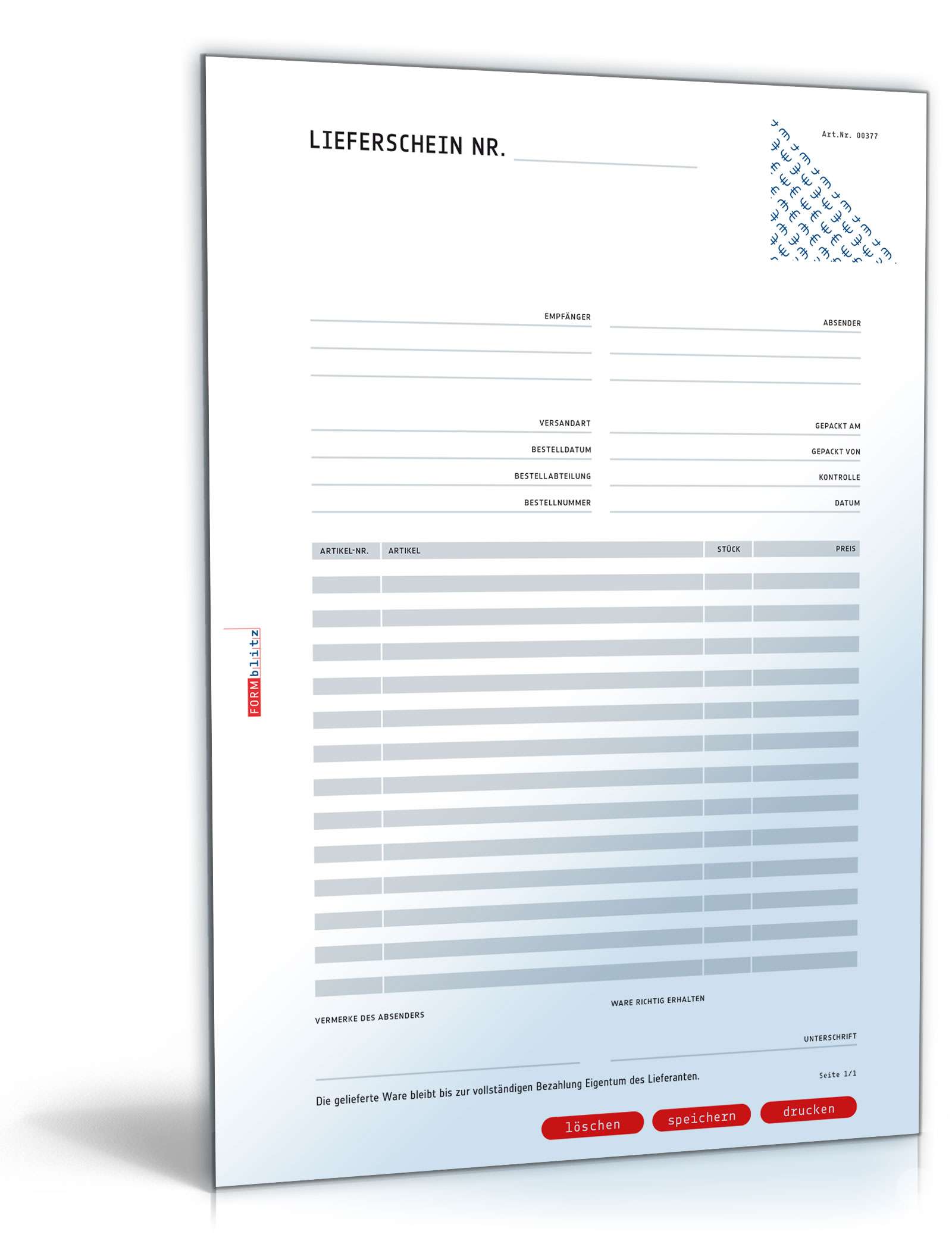 Lieferschein - Muster-Vorlage zum Download