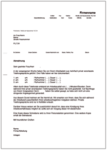 Abmahnung Wegen Privater Telefongesprache At Musterbrief Download